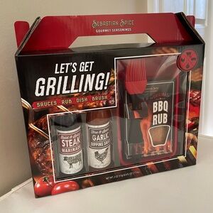 NIB Sebastian Spice Let’s Get Grilling BBQ Gift Set Marinade Rub Brush